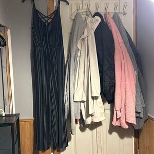 Black and gray striped jump suit